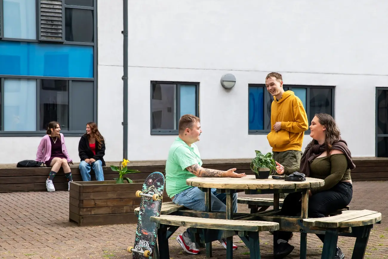 Students in the courtyard